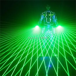 2 in 1 Multi-line Green Laser Gloves With 4pcs Laser LED Stage Gloves For LED luminous Costumes Show Festive party supplies