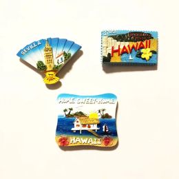 Fridge Magnets Ibiza Benldorm Hawaii Sevilla Sun Flower Fan Fridge Magnet Sticker World Travel Souvenir Magnetic