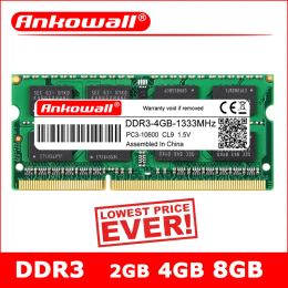 RAMs ANKOWALL DDR3 2GB 4GB 8GB Laptop 1066 1333 1600 MHz Sodimm ddr3l RAM Notebook Memory 204pin 1.5V/1.35V Warranty Three Years