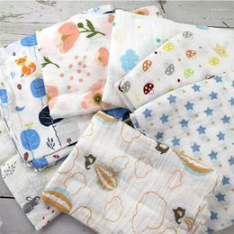 Blankets Soft Muslin Cotton Baby Swaddles Cute Cartoon Born Bath Gauze Infant Wrap Sleepsack Stroller Cover Play Mat