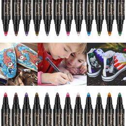 Haile 20 Colours Soft Hard Brush Metallic Pen 2mm Metallic Colour Black Card Drawing DIY Art Marker Calligraphy Pen Stationery