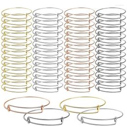 Charm Bracelets 60 Pcs Expandable Bangle Adjustable Wire Blank Bangles For DIY Jewellery Making