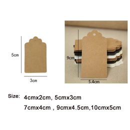 50pcs Kraft Paper Multi-sizes Hang Tags Wedding/Birthday party Label Clothing price tag DIY Message Card Note +Strin