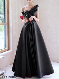 Casual Dresses Elegant Temperament Prom Bow Draped One-Shoulder Strapless Cross Lace Up Graduation Dress Trendy Party Evening