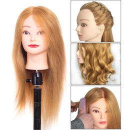 Mannequin Head with 85% Real Human Hair for Dolls Hairstyles Professional Styling Hairdressing Barber Training Heads 60cm 240403