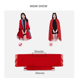Autumn Capes Coat Winter Ponchos For Women Chinese Style Jacquard Sweater Shawl With Sleeve