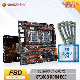 Motherboards HUANANZHI X99 F8D LGA 20113 XEON X99 Motherboard with Intel E5 2680 V4*2 with 8*16GB DDR4 RECC memory combo kit NVME SATA