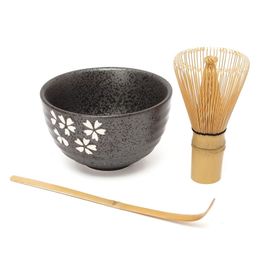 Retro 3in1 Bamboo Chasen Matcha Whisk Chashaku Tea Scoop Matcha Bowl Ceramic Tea Bowl Home Kitchen Tea Tools Set Tea Accessories