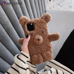 Furry Plush Bear Warm Phone Case For Honour X8A X5 4G X9A 5G Magic 5 4 Lite X9 4G 90 Pro Nova Y61 Teddy Soft Cover