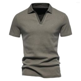 Men's T Shirts Summer Casual Solid Colour Short Sleeve Turn-down Collar Shirt Men Polo High Quality Cotton American Vintage Fitness 5XL