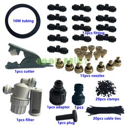 S154 DIY 10M misting kits including 15pcs mist nozzles 13pcs nozzle fittings for gazebo misting cooling system