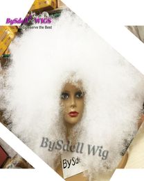 Part Lace Front Wig Synthetic Snow White Color Hair Big Kinky Curly Lace Front Wigs For Woman Drag Queen8282019