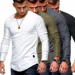 Men's T Shirts ZOGAA T-shirts Men Fashion Solid Slim Fit Large Size All-match Basic Youth Boy O-neck Long Sleeve Striped Sleeves Daily