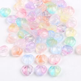 10pcs/Lot Peach Shape Lampwork Beads Cute Fruit Transparent Glass Beads For Jewellery Making Hairpin Handmade DIY Accessories