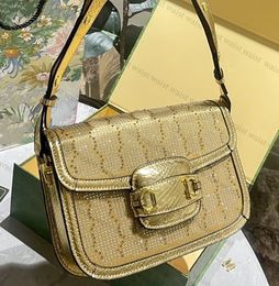 Moda Diamante Full Diamond 1955 Saddle Retro Designer Bolsa de luxo de alta qualidade Bolsa de ombro de bolsa de ombro de bolsa de ombro feminino Couro genuíno