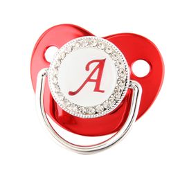 Metallic Red 26 Name Initial Letters Silicone Newborn Kids Baby Orthodontic Dummy Pacifier Teat Nipple Soother