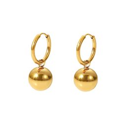 Elegant 18K Gold Stainless Steel Sphere Pendant Titanium Steel Dangle Earrings