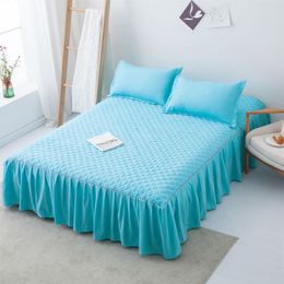 Modern Brief Soft Sanding Quilted Bedspread King Twin Size Solid Colour Pink Bed Skirt Not Including Pillowcase