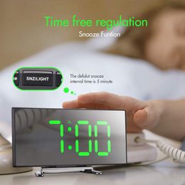 Digital Alarm Clock 7 Inch Curved Dimmable Desk Table LED Electronic Digital Clock watch for Kids Bedroom living room decor