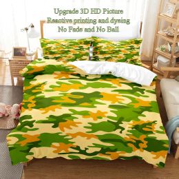 Camouflage Quilt Duvet Cover Set Full Size King Queen 3D Bedding Sets Pillowcase Linen Leopard Double Single Bed 220x240 200x200