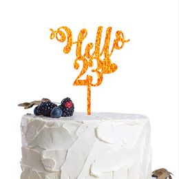 Happy Birthday cake topper,Hello 10 13 15 16 18 21 25 30 35 40 50 55 60 65 70 75 85 90 age Birthday Cake Topper