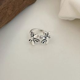 Sweet Little Lucky Flower Vintage Thai Silver Ladies Party Ring Jewellery For Women Birthday Gifts Never Fade Cheap