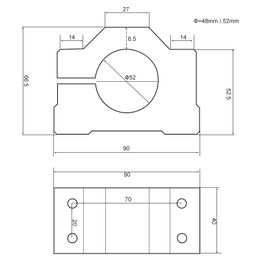 48mm 52mm Aluminium Alloy CNC Milling Machine Spindle Fixing Fixture, Engraving Machine Motor Holding Seat Bracket, With 4 Screws