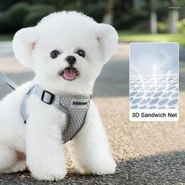 Dog Collars Harness For Small Dogs Adjustable Puppy Vest With Reflective Stripes Summer No-Choke 3D Mesh Pet Leash Buckle
