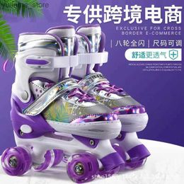 Inline Roller Skates Childrens Roller Skates Double Line Skating Shoes Adjustable Quad Sneakers 4 Wheels 2 Row Outdoor Boys Girls Kids Y240410