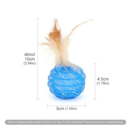 6pcs Pet Toys Feather Ball Candy Color Feahter Kitten Playing Cat Ball Toy