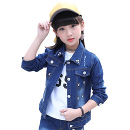 2022 Big Girls Denim Jacket Cardigan Coat kids Jean Outwear Butterfly Embroidery Sequins Children Clothing Spring Clothes