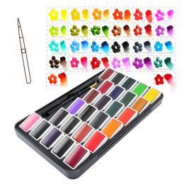 SeamiArt 26 Colors Full Pan Artist Grade Professional Solid Watercolor Tin Box Paint Set for School Art Painting Supplies