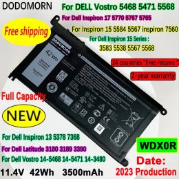 Batteries DODOMORN WDX0R Laptop Battery For DELL Vostro 5468 5471 5568 Inspiron 17 5770 5767 5765 15 5584 5567 7560 3583 5538 5567 5568