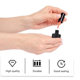 20pcs 8ml Empty Nail Polish Glass Bottle with Brush Cap, Black Surface Suitable for Storing Nail Polish Paint or Other Liquids