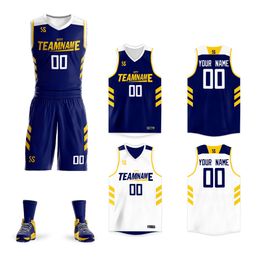 High Quality Custom Reversible Basketball Jersey Set Double-Sided Printing Basketball Shirt Athletic Training Suit For Men/Teens