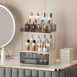 Storage Boxes Cosmetics Rack With 2 Shelves Drawers Detachable Kitchen Spice Holder Large Capacity Tea Room Countertop