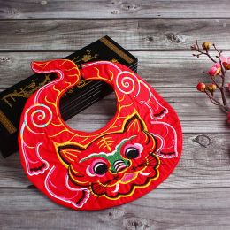 Chinese Traditional Embroidery Tiger Red Tiger Baby Bibs Good Wishes and Luck for 0-2 Years Old Baby Clothigns Burp Cloths