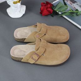 2024 Boken Shoe Girl Designer Clogs Slippers Sandals Slides Men Women Cork Flat Soft Suede Leather Outdoor Platform Top Quality 413