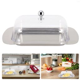 Dinnerware Sets Butter Box Container Household Tray French Plates 201 Stainless Steel Kitchen Supplies Dish Lid