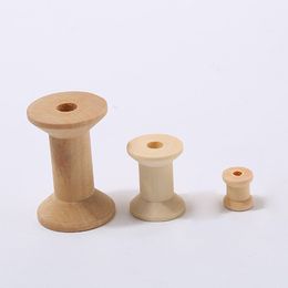 10pcs Wooden Bobbins Spools Reels Empty Wooden Bobbins Organiser For Sewing Ribbons Twine Wood Crafts Tools Thread Wire Tools