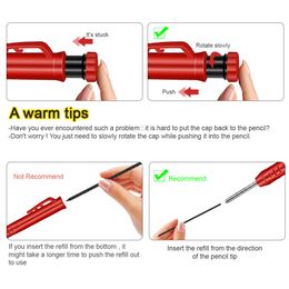 Solid Carpenter Mechanical Pencil Set Built-in Sharpener with 6 Refill Leads DeepHole Pencil Marking Tool Kit for Woodworking