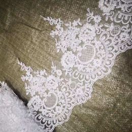 1 Yard European-style Pure white ivory Lace Fabrics Wedding Veil Tiara DIY Handmade Jewelry Cording Trims Flower 20cm wide