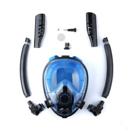 2022 New Double Breath Tube Swimming Mask Full Face Snorkel Mask Anti-Fog Anti-Leak Adults kids Diving Mask Diving Equipment