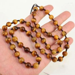 Pendant Necklaces Yellow Tiger Eye' Stone Rope Jade Necklace Lanyard Tigereye Beads Men's And Women's