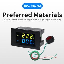 1Pcs Dual LCD display voltage and current Metre blue yellow font voltmeter ammeter range AC 80-300V 200-450V black 100A 199.9A