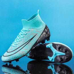 New Arrival Womens Mens High Top Football Boots Youth Boys Girls AG TF Soccer Shoes Black Blue White Gold Kids Comfortable Training Shoes for Children 678