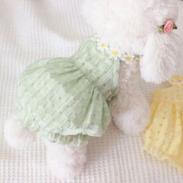 Dog Apparel Korean Style Daisy Dress Breathable Acrylic Fibers Candy Puppy Skirt Princess Soft Summer Flower Vest