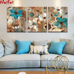 3 pcs Full Square round diamond painting white blue orchid Triptych flower mosaic sale diamond Embroidery living room decor gift