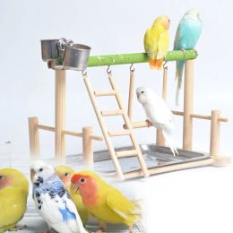 Pet Bird Toy Activity Centre cage Stands With Perch Ladder Hammock Feeder Playground For Cockatiel Parrot