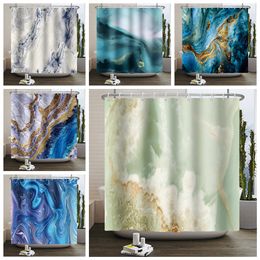 Marble Shower Curtain for Bathroom Ink Texture Luxury Art Polyester Fabric Washable Waterproof Bathtud Curtains Home With Hooks